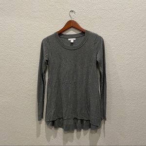 Grey thin material long sleeve scoop neck sweater